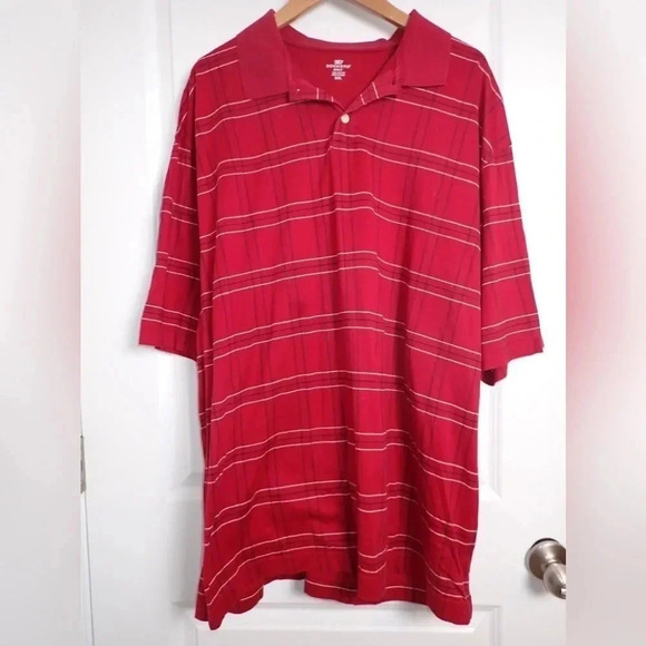 Dockers Golf Red Striped Men's Short Sleeve Polo With Contrast Collar.  Sz XXL - Picture 1 of 7